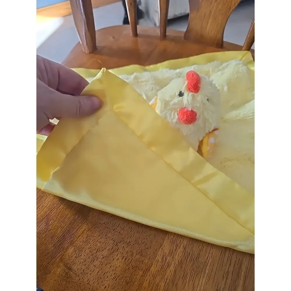 Cloud Island Yellow Chick Plush Satin Trim Lovey Stuffed Baby Security‎ Blanket